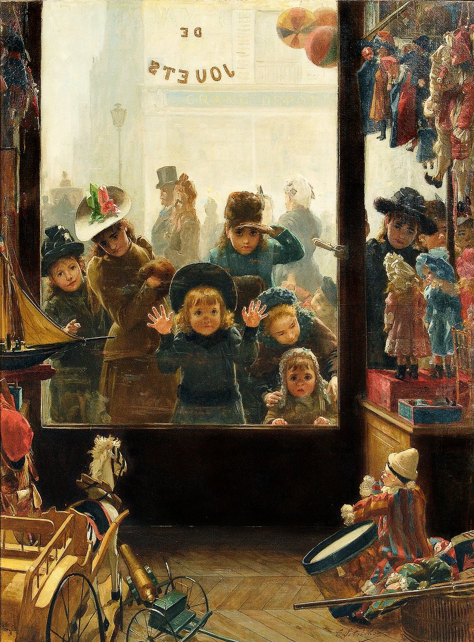 Leksaksaffärsfönstret av Timoleon Marie Lobrichon