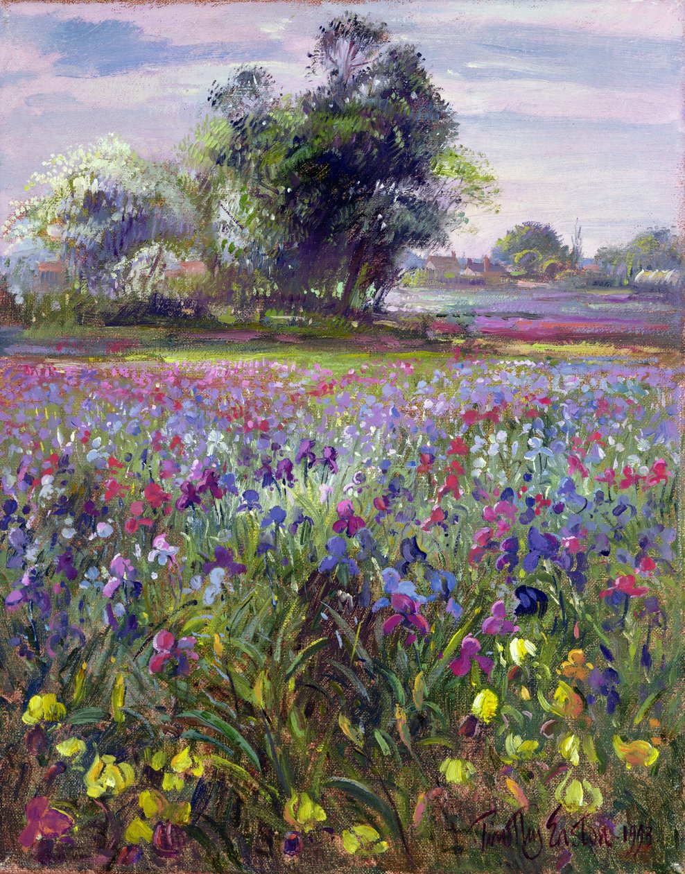 Irises and Distant May Tree, 1993 av Timothy Easton