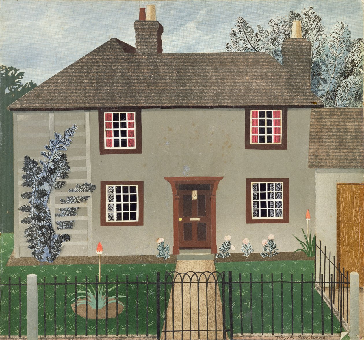 House at Great Bardfield (collage) av Tirzah Ravilious