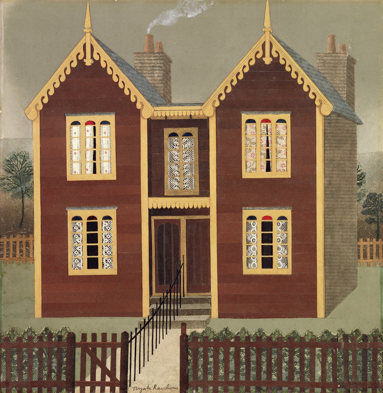 Parhus villor (collage) av Tirzah Ravilious