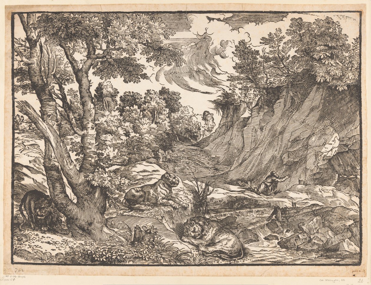 Landskap med Saint Jerome av Titiaan