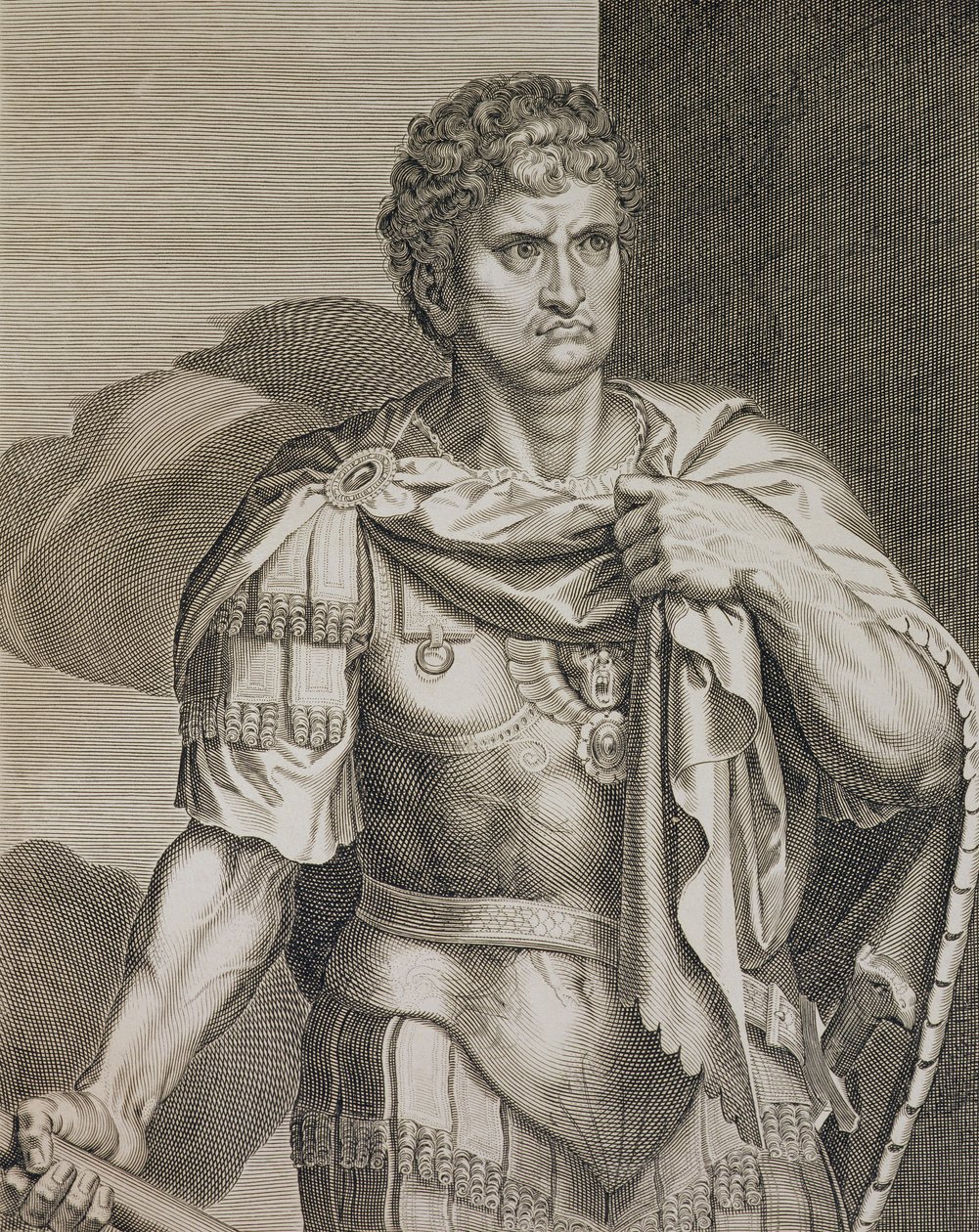 Nero Claudius Caesar Kejsare av Rom 54-68 e.Kr. graverad av Aegidius Sadler (1570-1629) av Tiziano Vecelli
