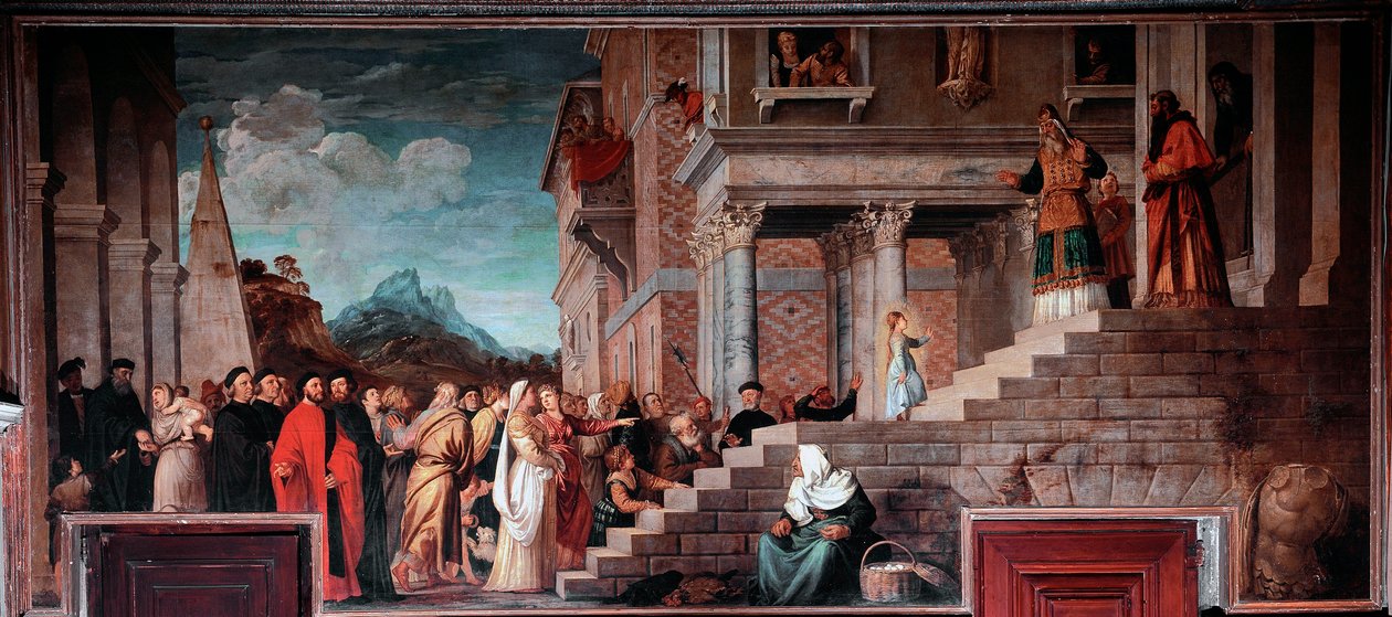 Presentationen av jungfrun i templet, 1534-38 av Tiziano Vecelli