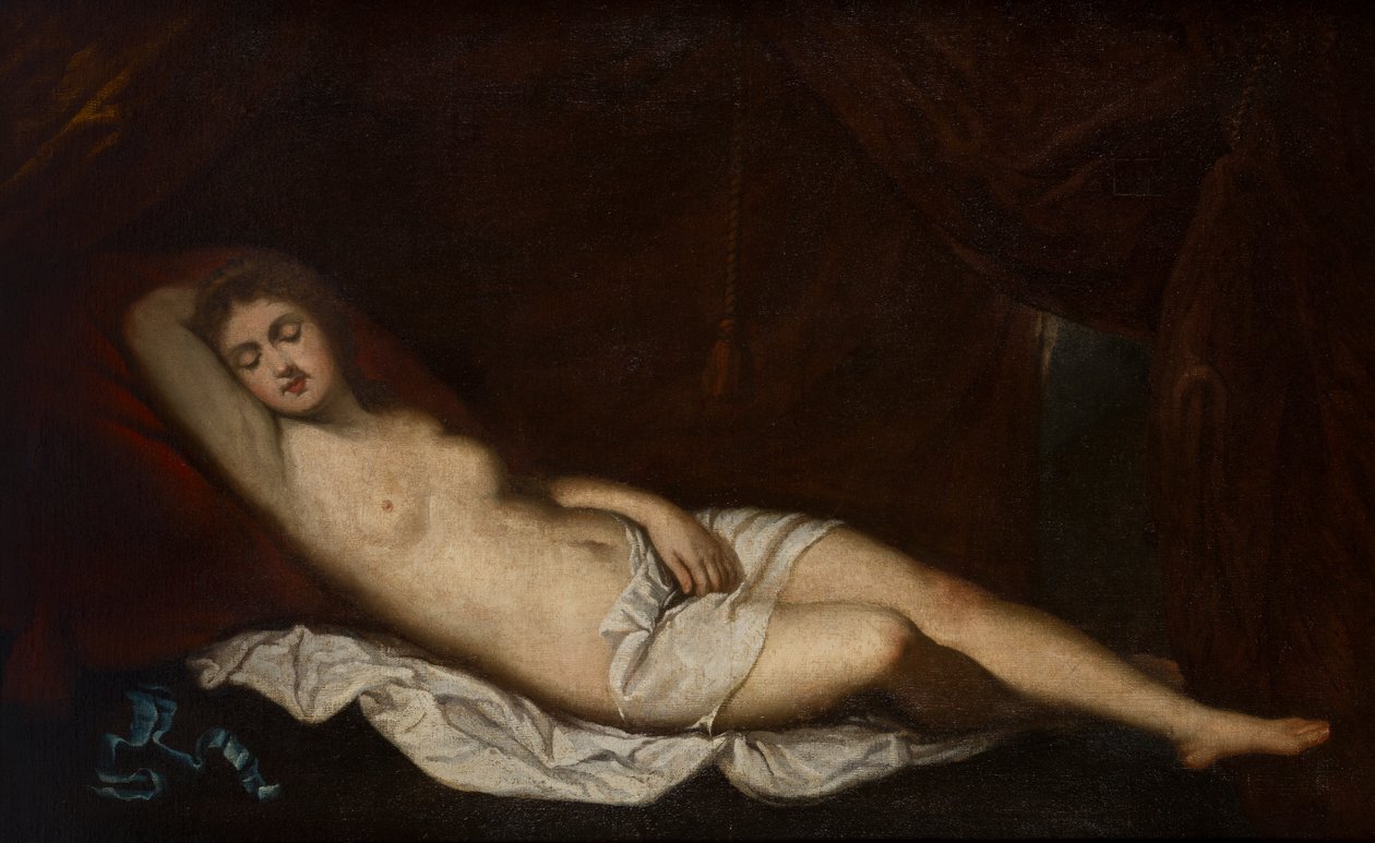 Sleeping Venus, ca 1510-76 (olja på duk) av Titian (c.1488 1576) (after)