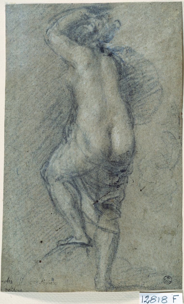 Naken kvinna (krita på papper) av Titian (c.1488 1576)