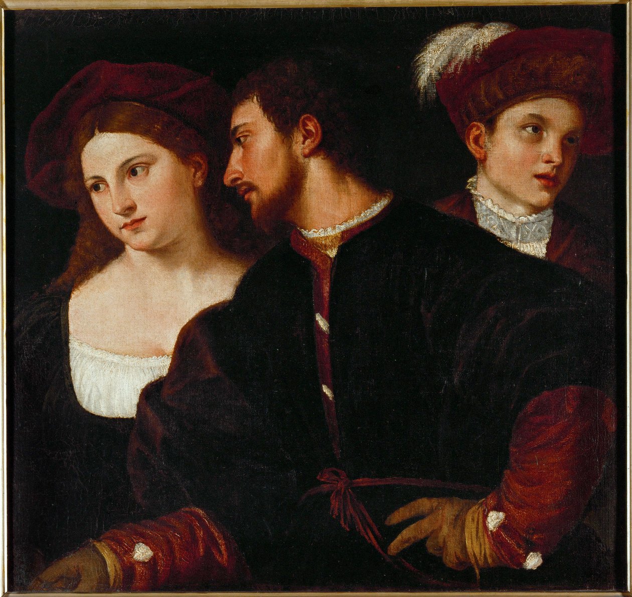 Självporträtt med vänner... av Titian (c.1488 1576)