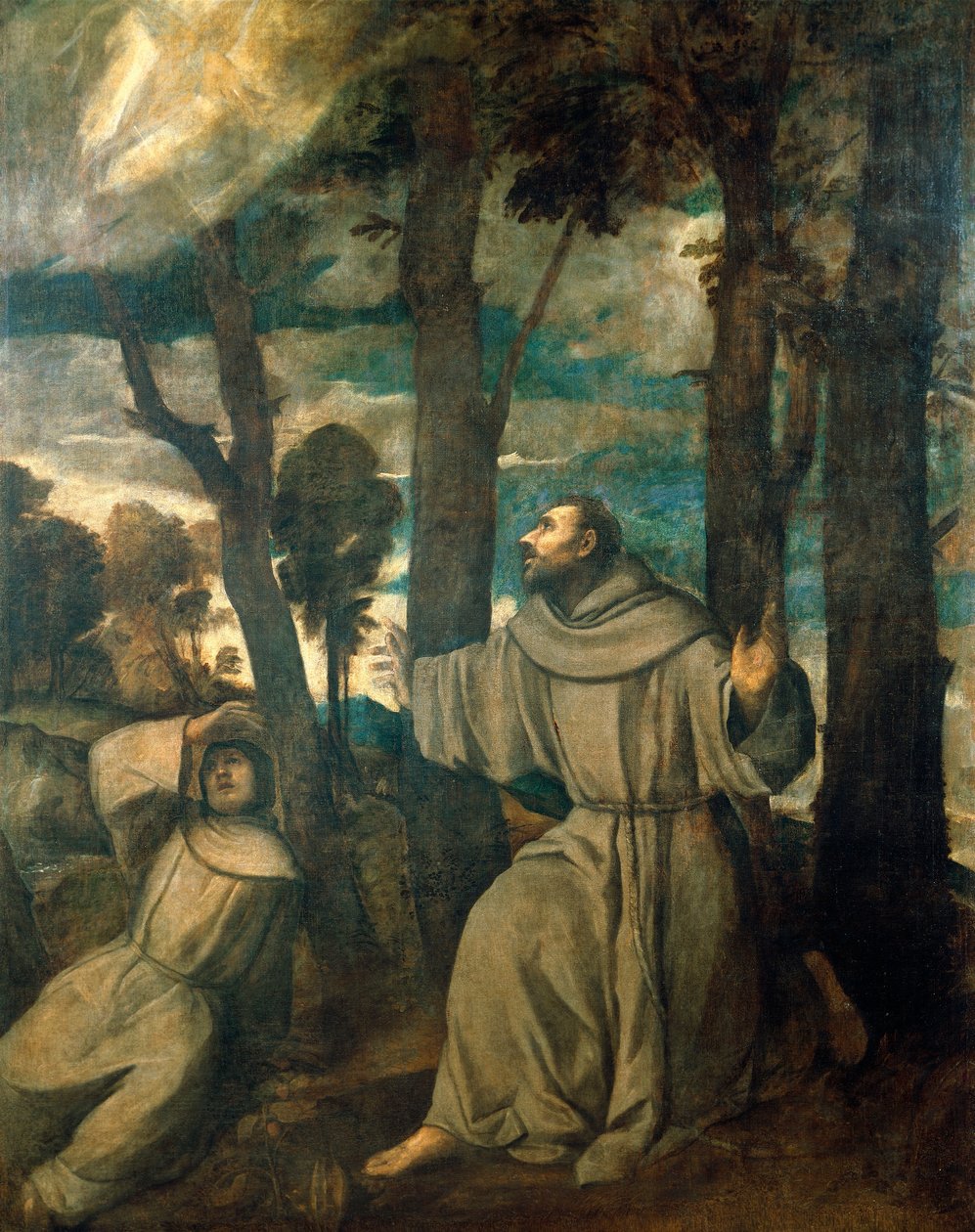 St Francis får stigmata av Titian (c.1488 1576)
