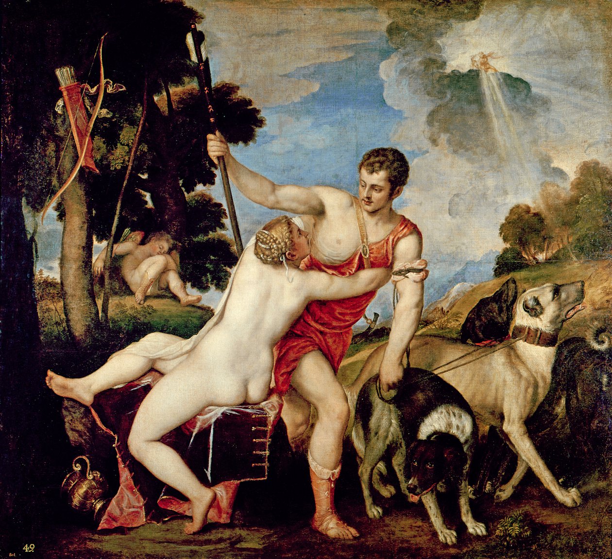 Venus och Adonis av Tiziano Vecelli