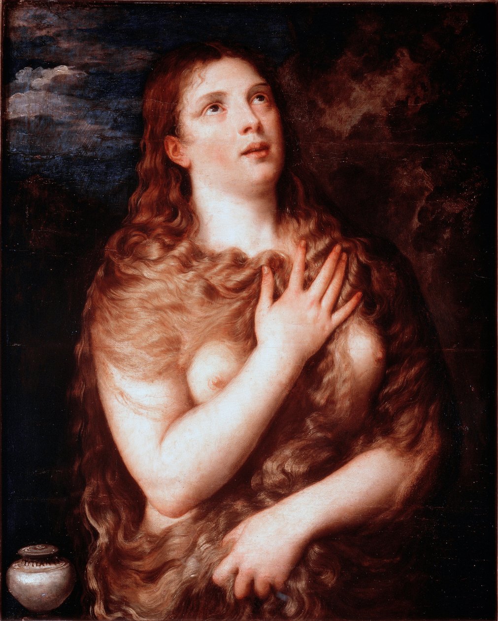 Maria Magdalena i botgöring (målning, ca 1533) av Titian (c.1488 1576)