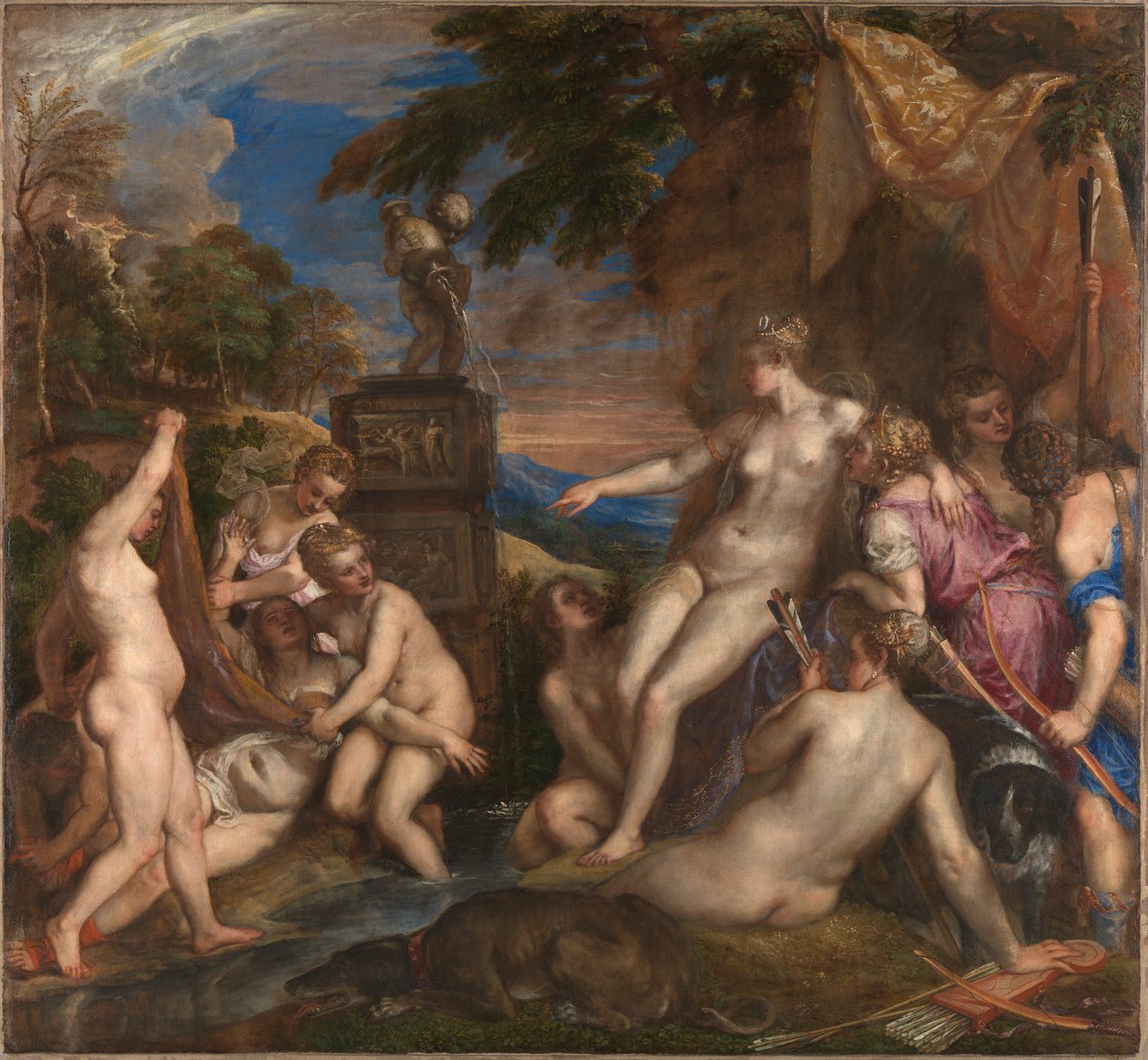 Diana och Callisto, 1556-1559. av Titian
