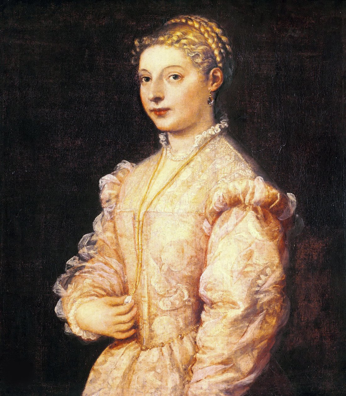 Porträtt av Lavinia Vecellio, ca 1545. av Tiziano Vecelli
