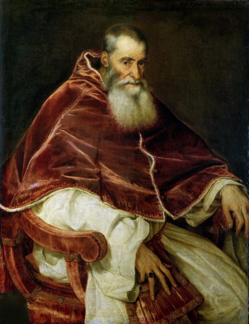 Porträtt av påven Paul III, 1543. av Titian