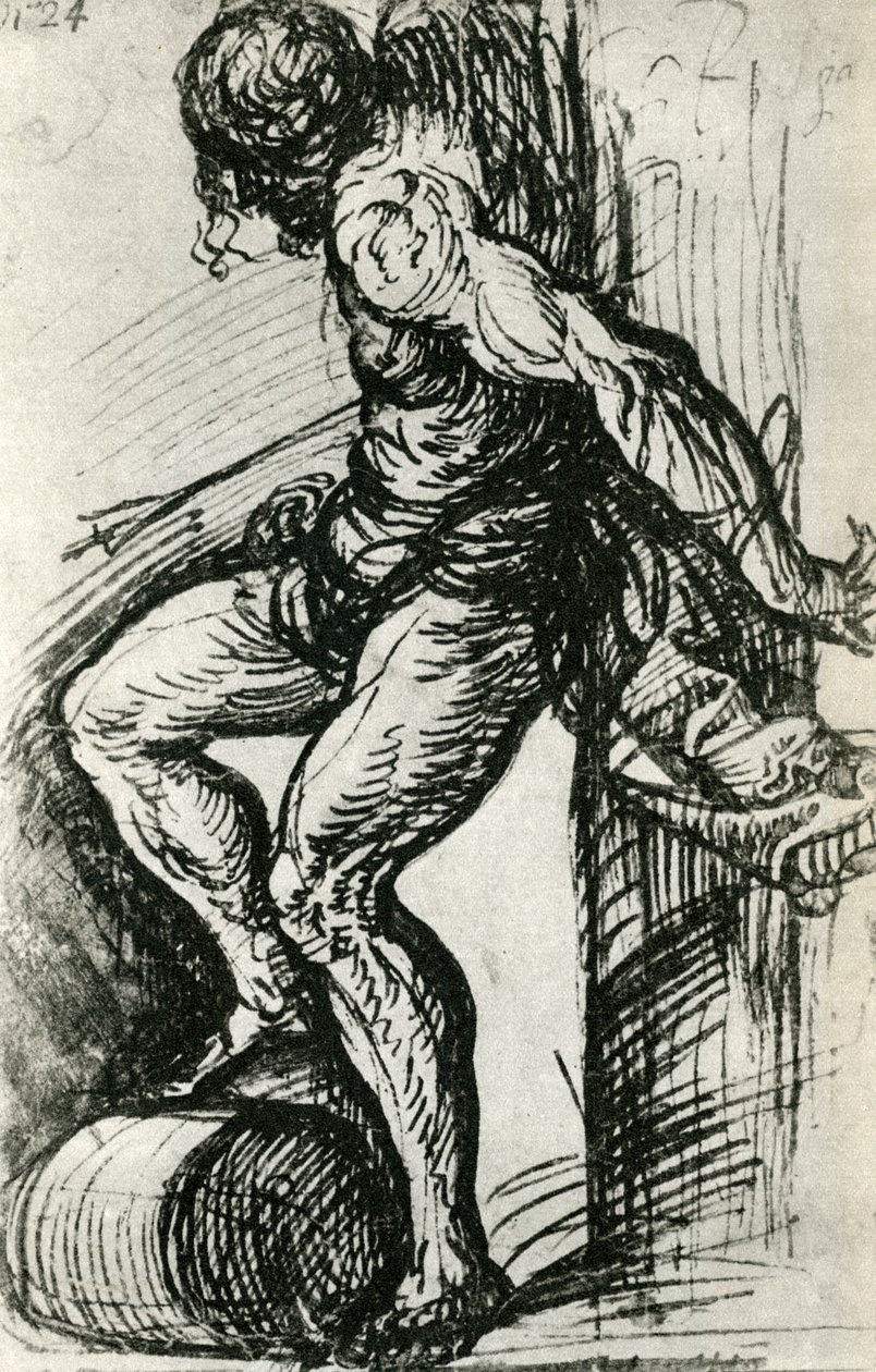 Skiss för St Sebastian, c1518, 1937 av Tiziano Vecelli