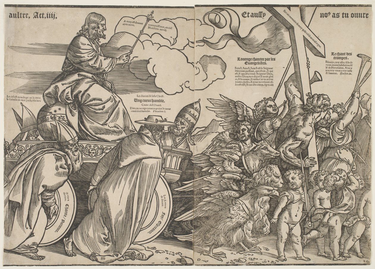 Trumpets and the Chariot of Christ, c.1511 av Tiziano Vecelli