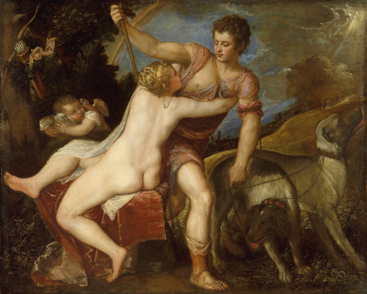 Venus och Adonis, 1550-talet. av Tiziano Vecelli