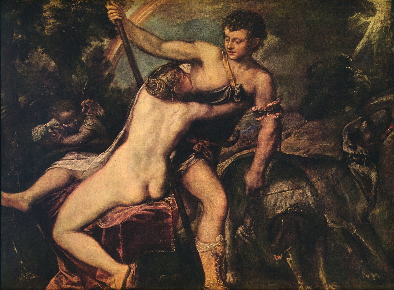 Venus och Adonis, 1560 av Tiziano Vecelli