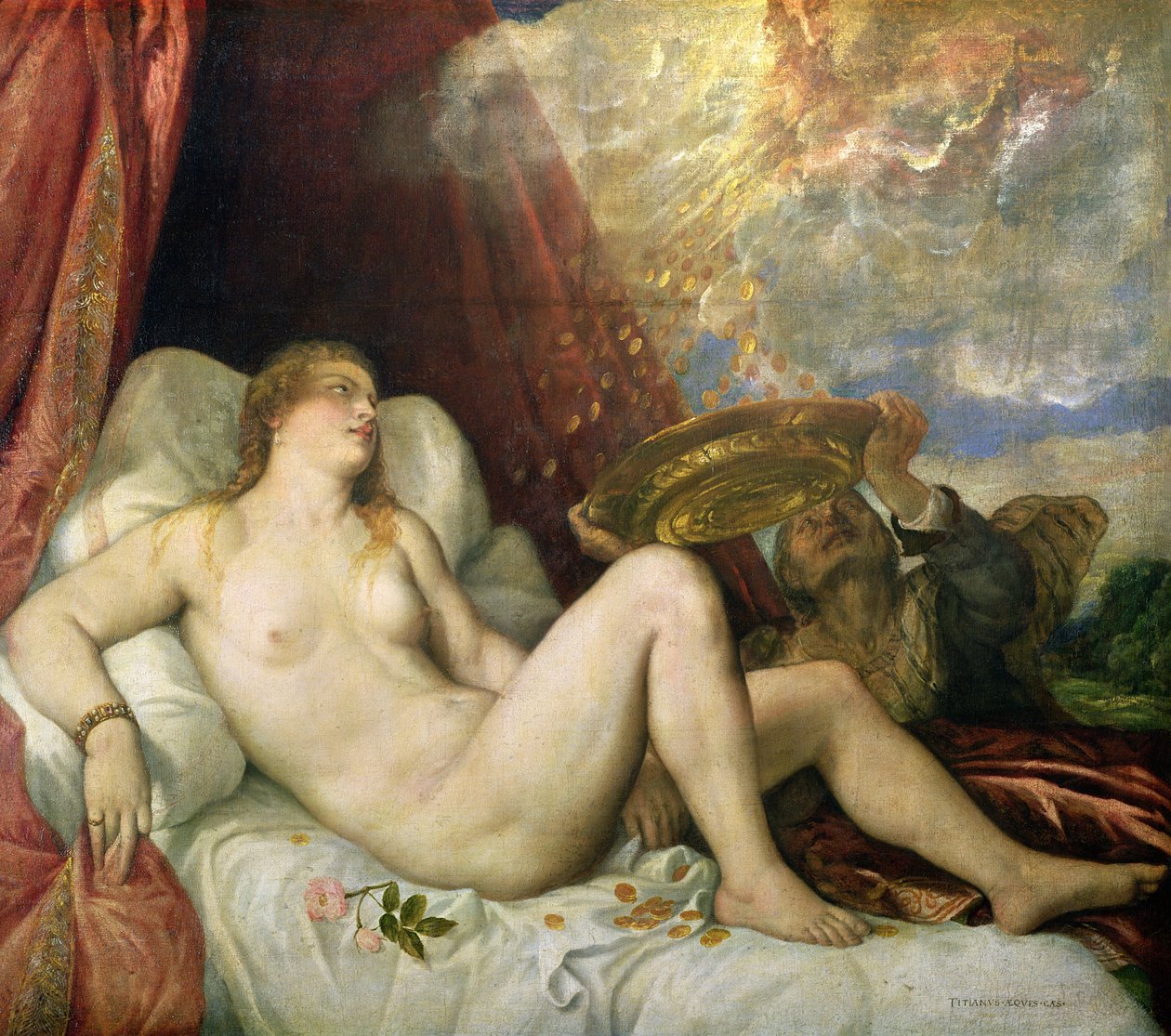 Danae, ca 1554 av Tiziano Vecelli