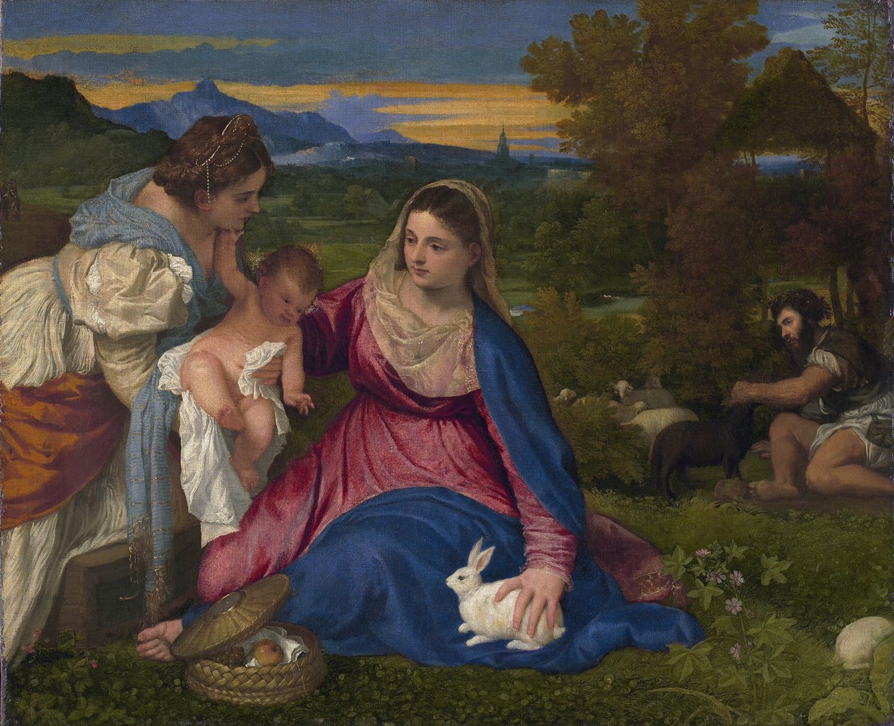 La Vierge au Lapin à la Loupe av Tiziano Vecelli