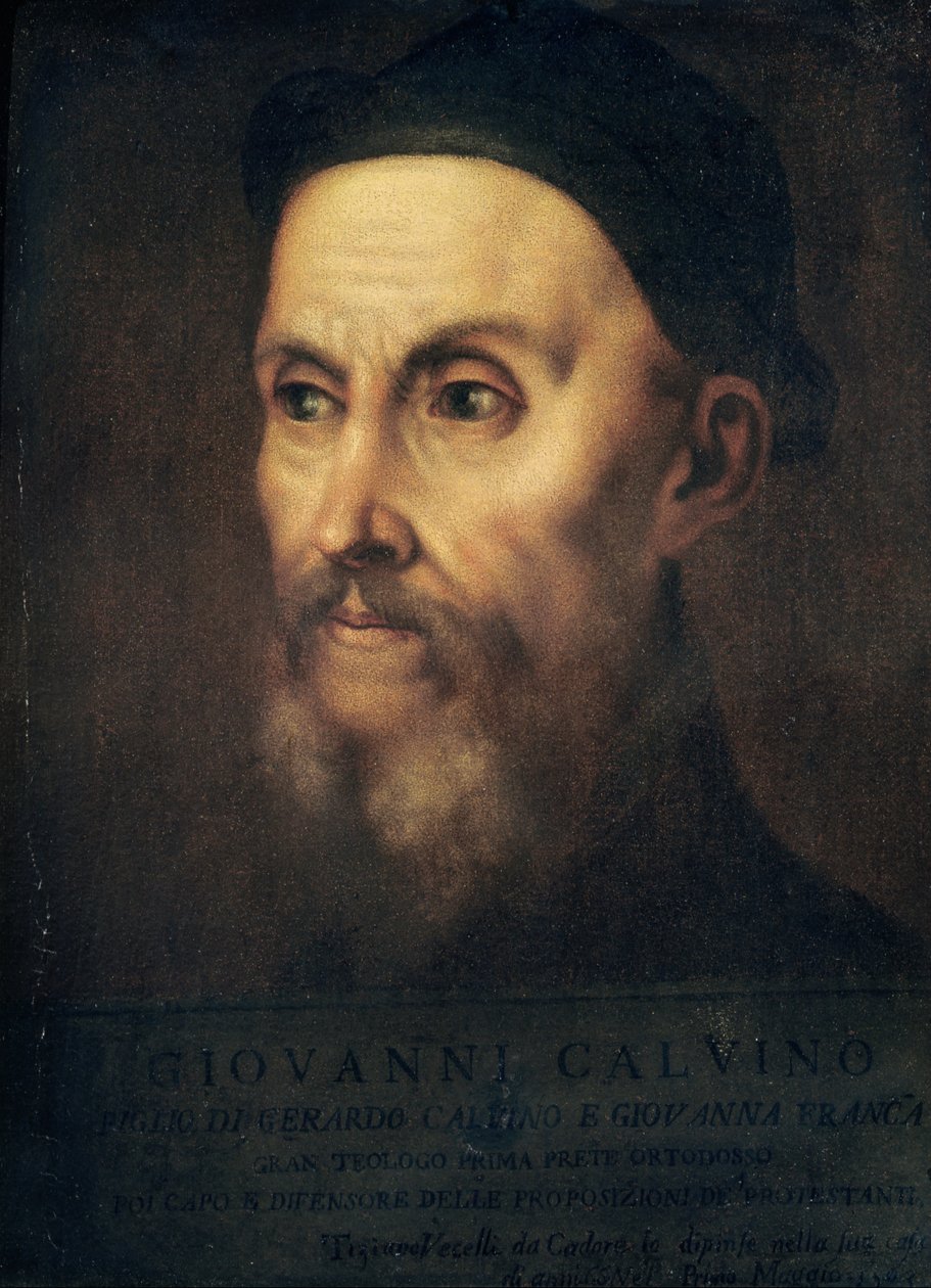 Porträtt av John Calvin (1509-64) av Tiziano Vecelli