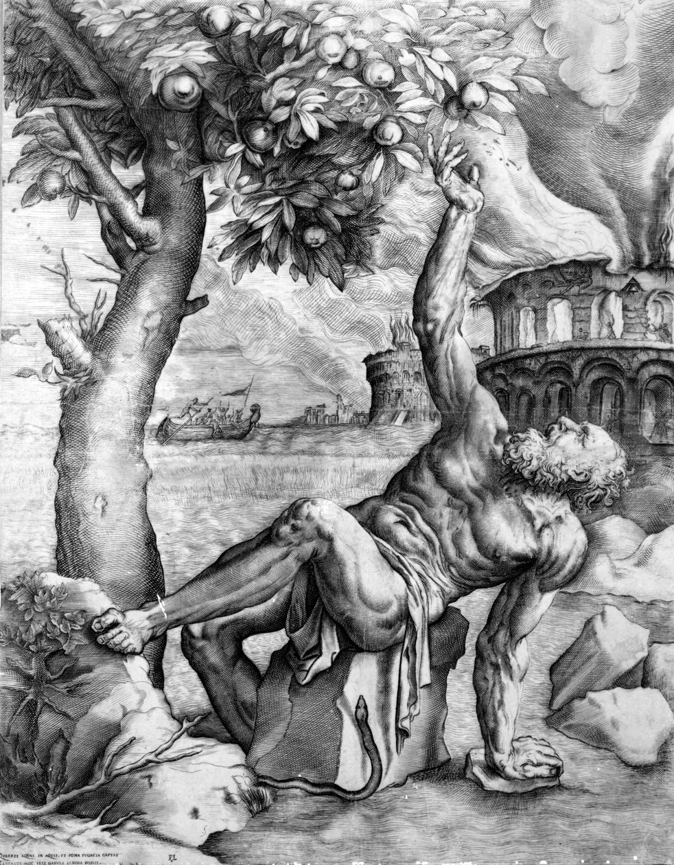 Tantalus, graverad av Giulio Sanuto, ca 1550-talet av Tiziano Vecelli