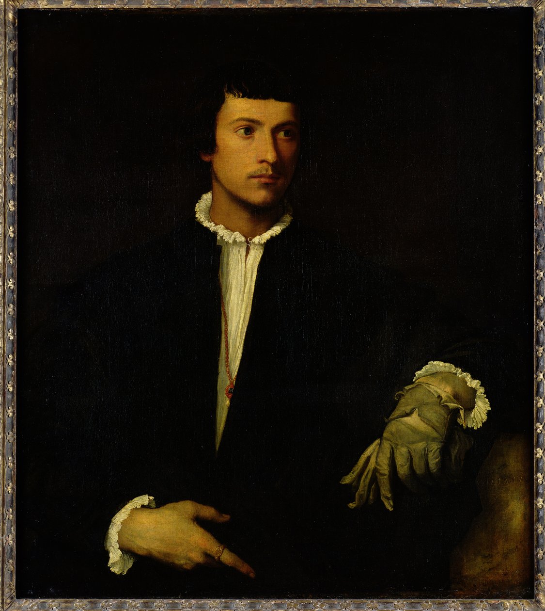 Mannen med en handske, c.1520 av Tiziano Vecelli