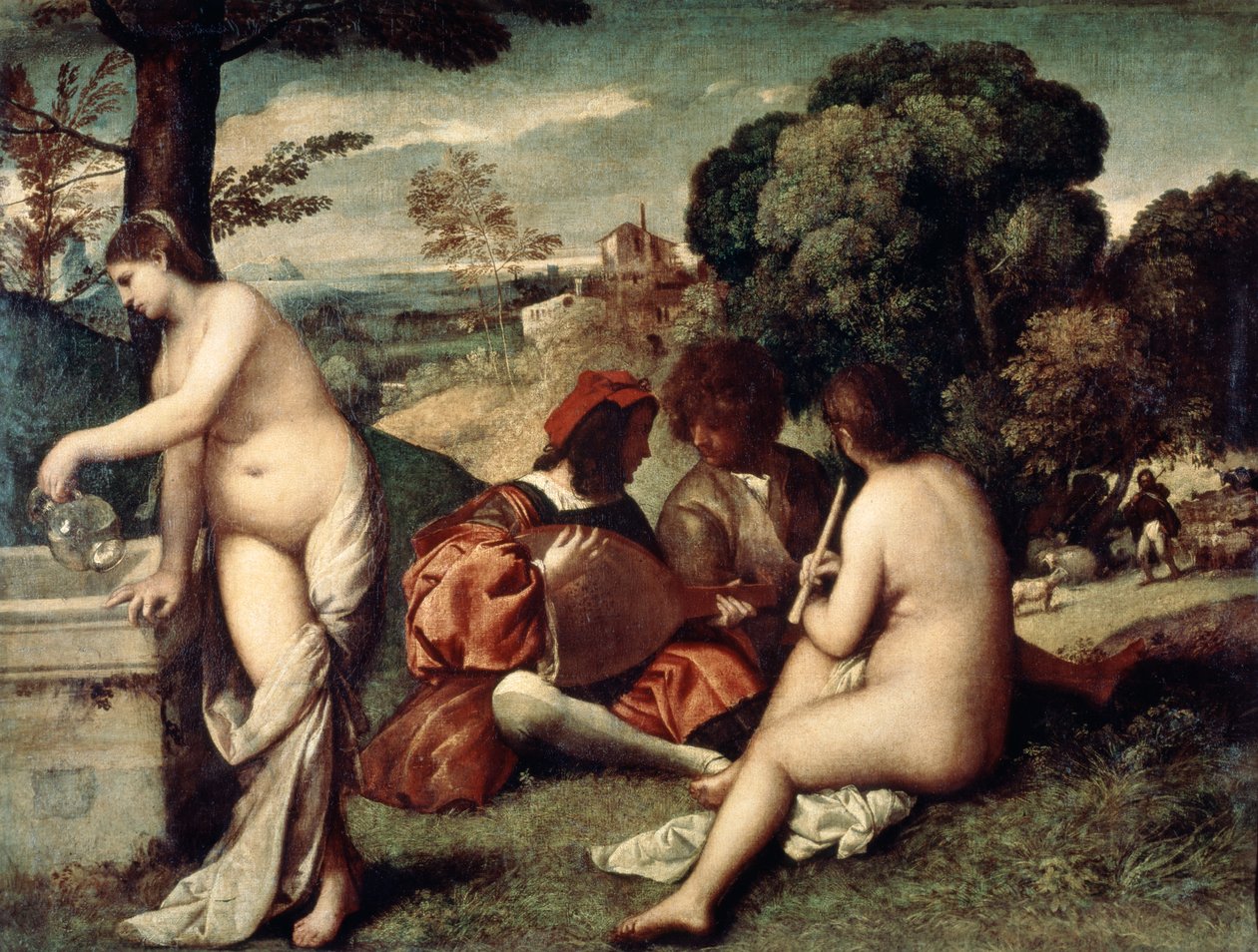 Konsertchampeter, Pastoralkonserten, c1510-1511 av Tiziano Vecelli
