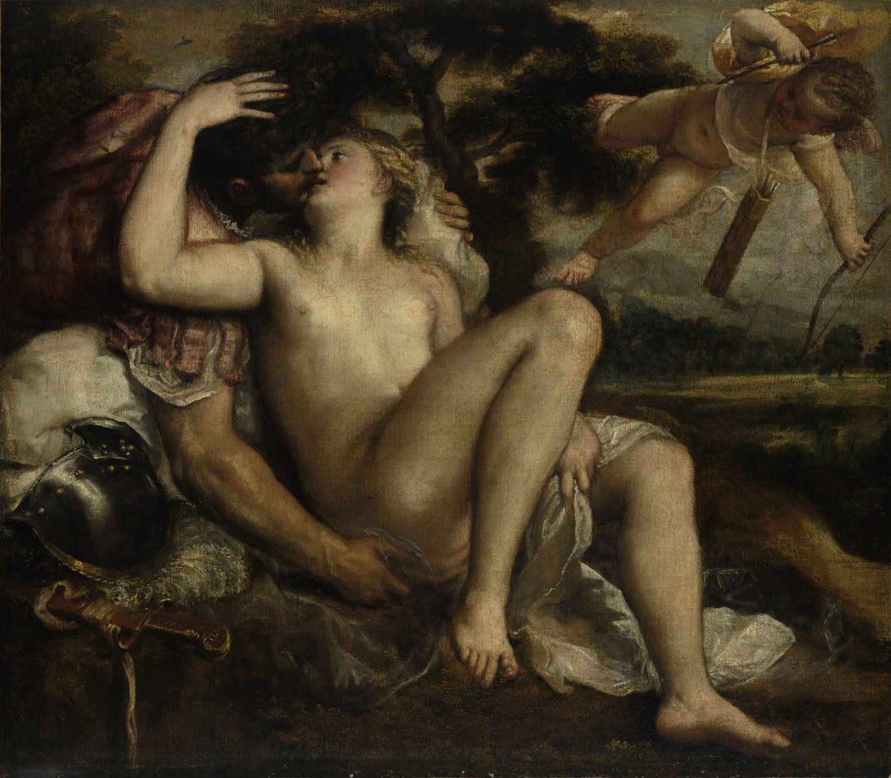 Mars, Venus och Amor, ca 1530 av Tiziano Vecelli