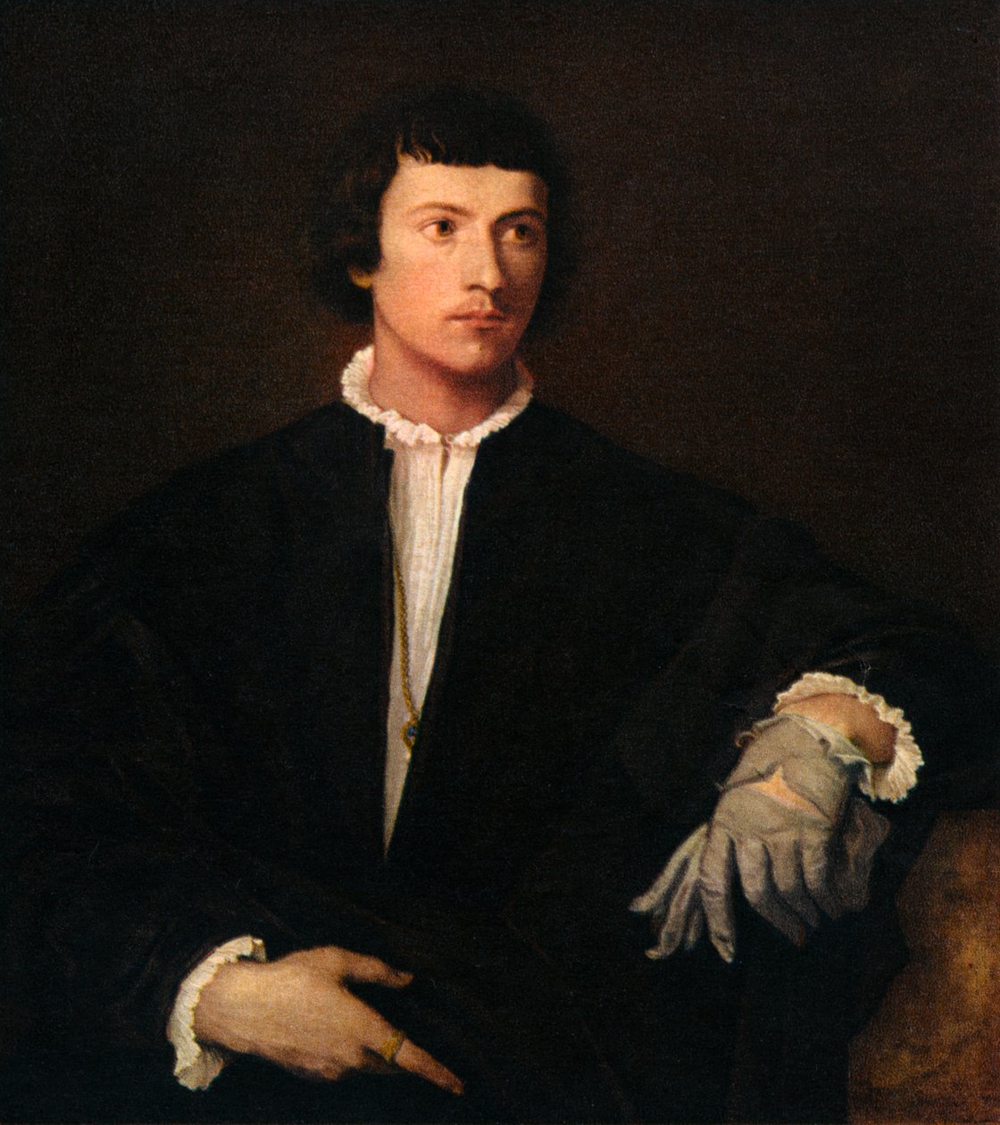 Mannen med en handske, c1520, 1937 av Tiziano Vecelli