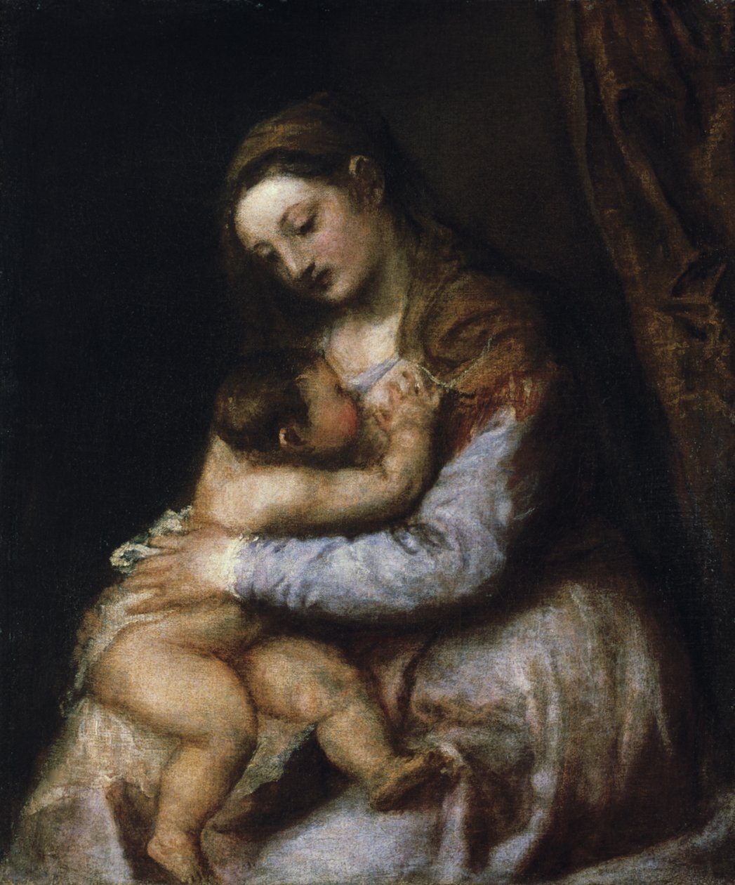 Jungfrun och barnet, c1570-1576 av Tiziano Vecelli