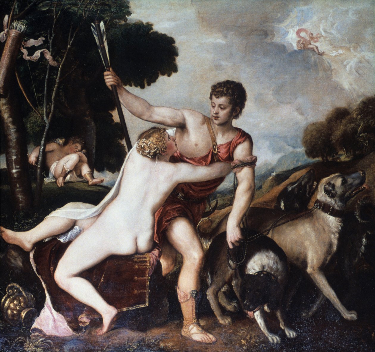 Venus och Adonis, 1553 av Tiziano Vecelli