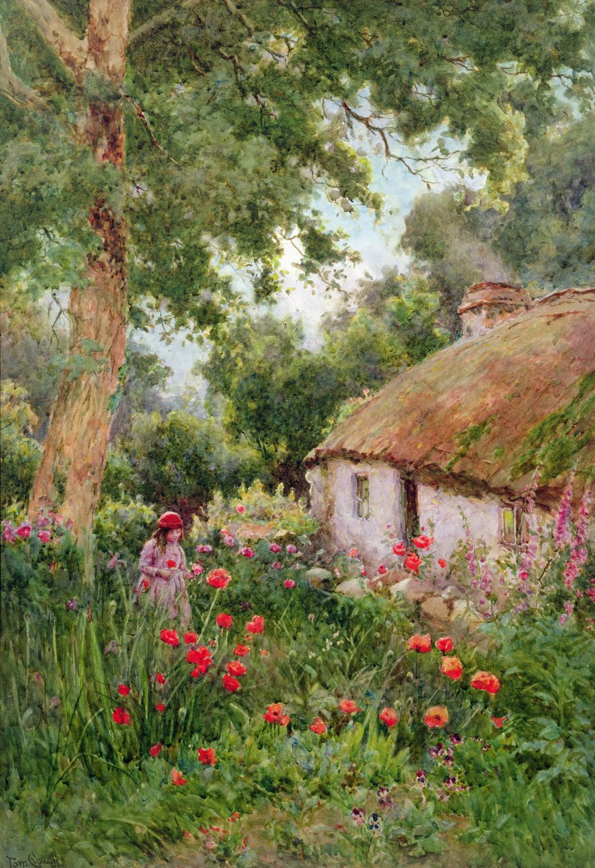 A Cottage Garden (wc på papper) av Tom Clough