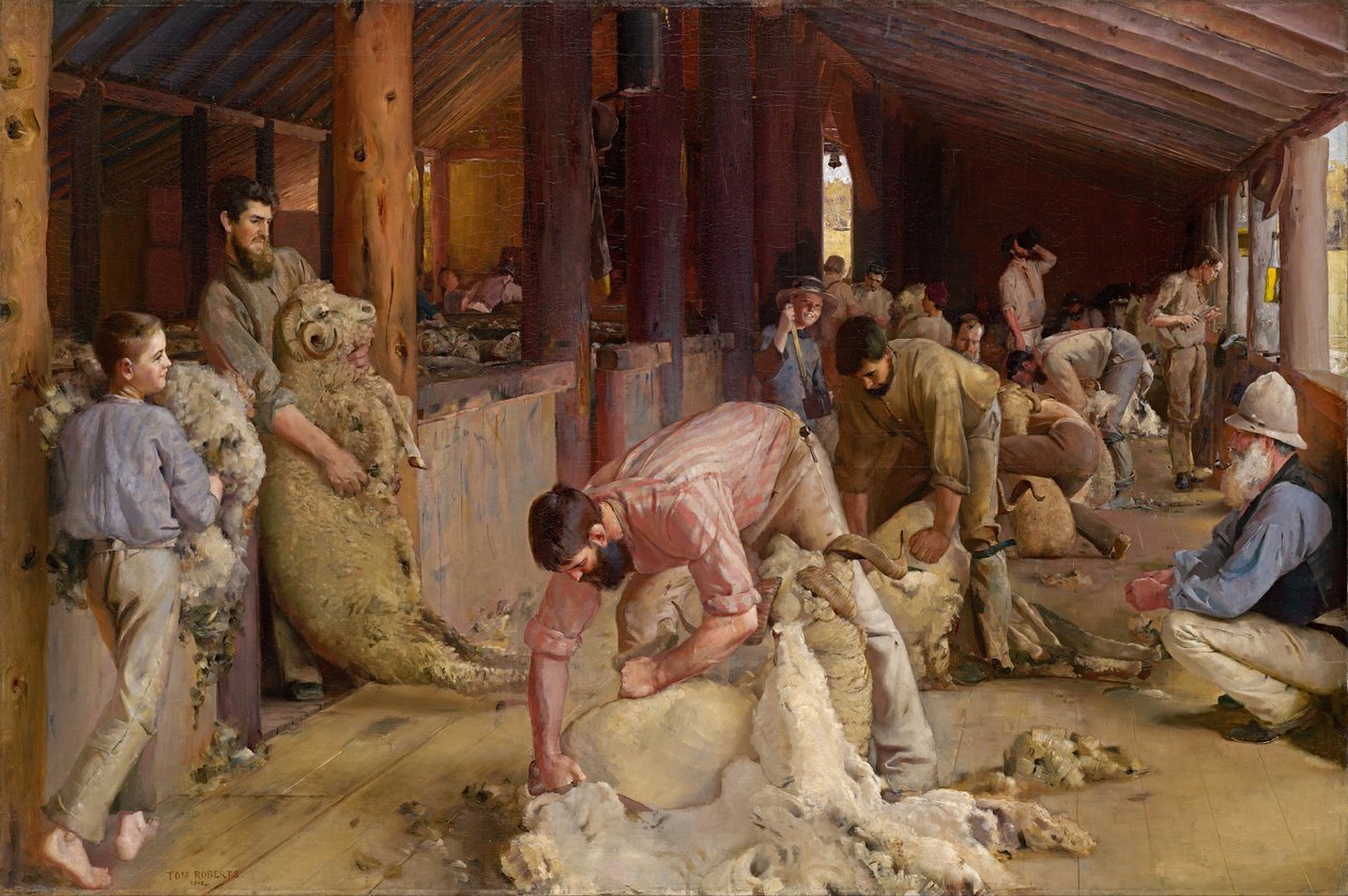 Shearing the rams av Tom Roberts