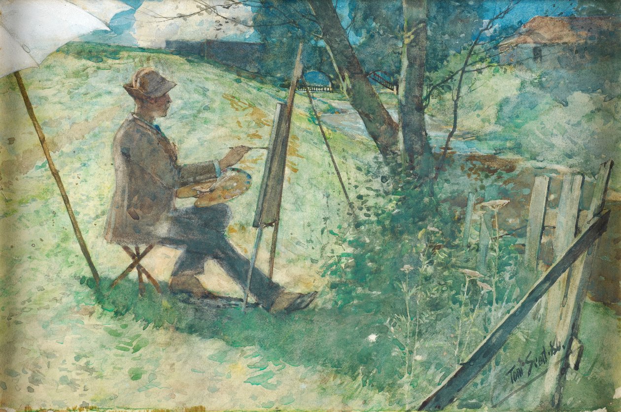 Konstnärsmålning av en brännskada, 1886 (wc med förhöjning på papper) av Tom Scott
