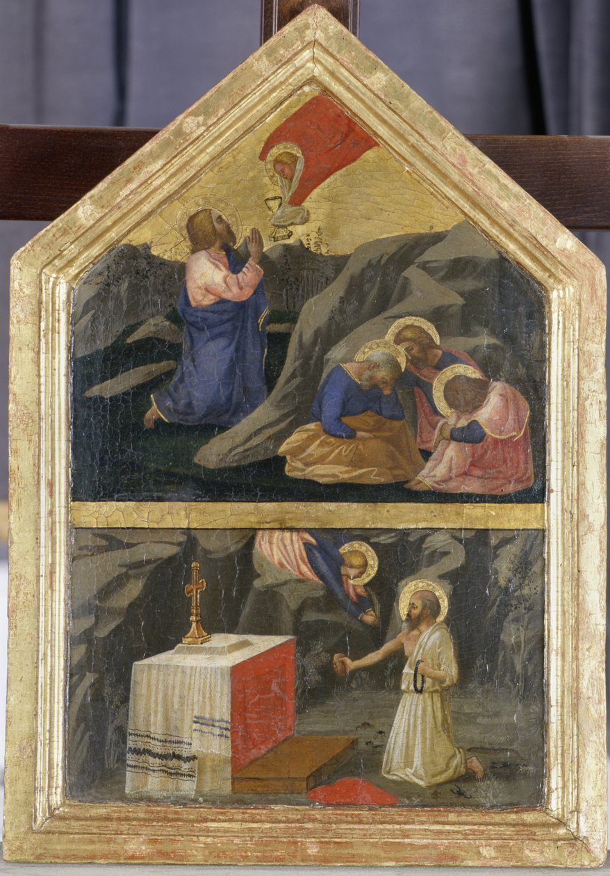 Kristus i Getsemane trädgård och St. Hieronymus (tempera på poppelträ) av Tommaso Masaccio