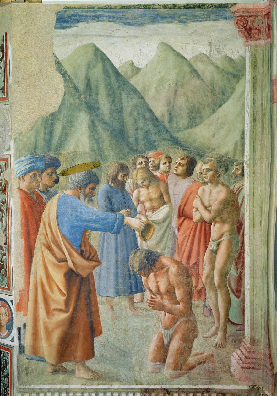 S:t Peter som dopar neofyterna, c.1427 av Tommaso Masaccio