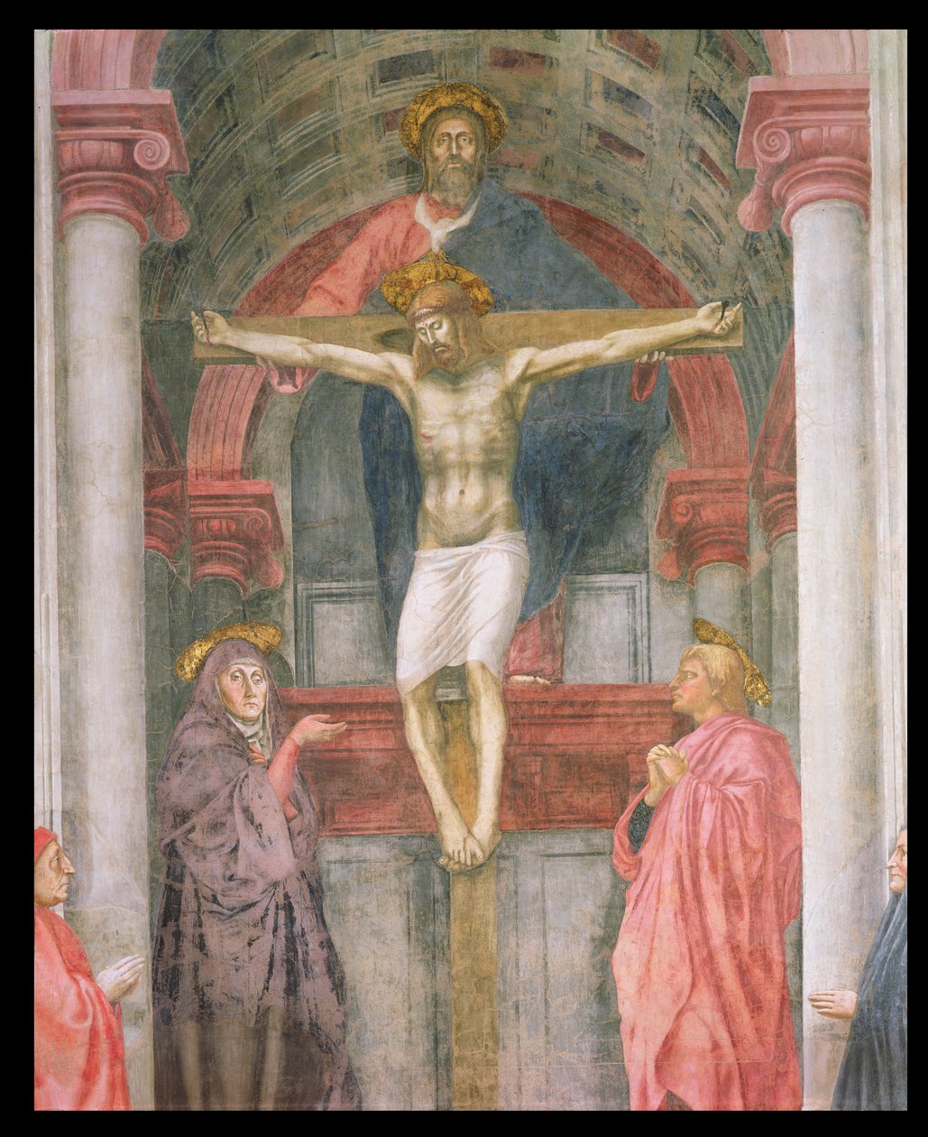 The Trinity, 1427-28 (efter restaurering) (detalj) av Tommaso Masaccio