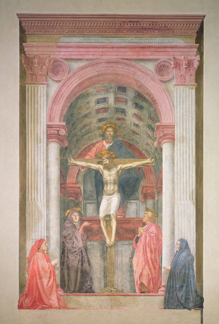The Trinity, 1427-28 (efter restaurering) (detalj) av Tommaso Masaccio
