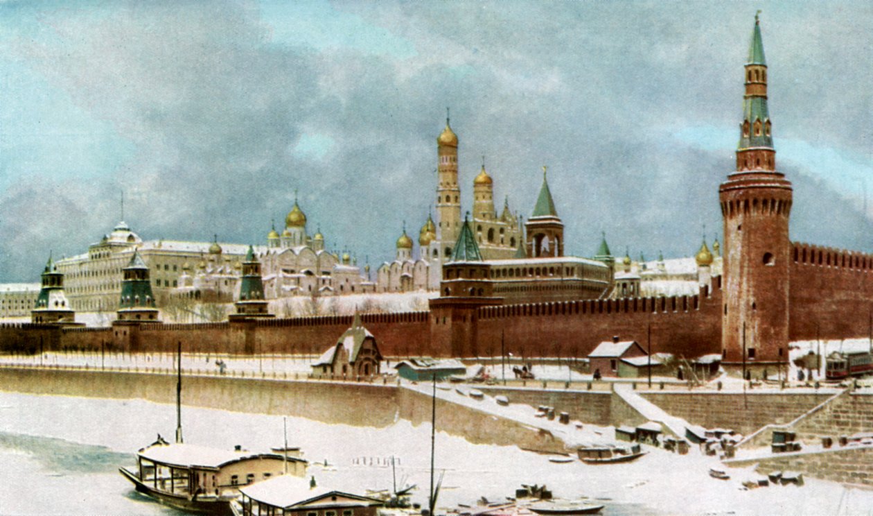 Kreml, Moskva, Ryssland, ca 1930-talet av Topical Press Agency