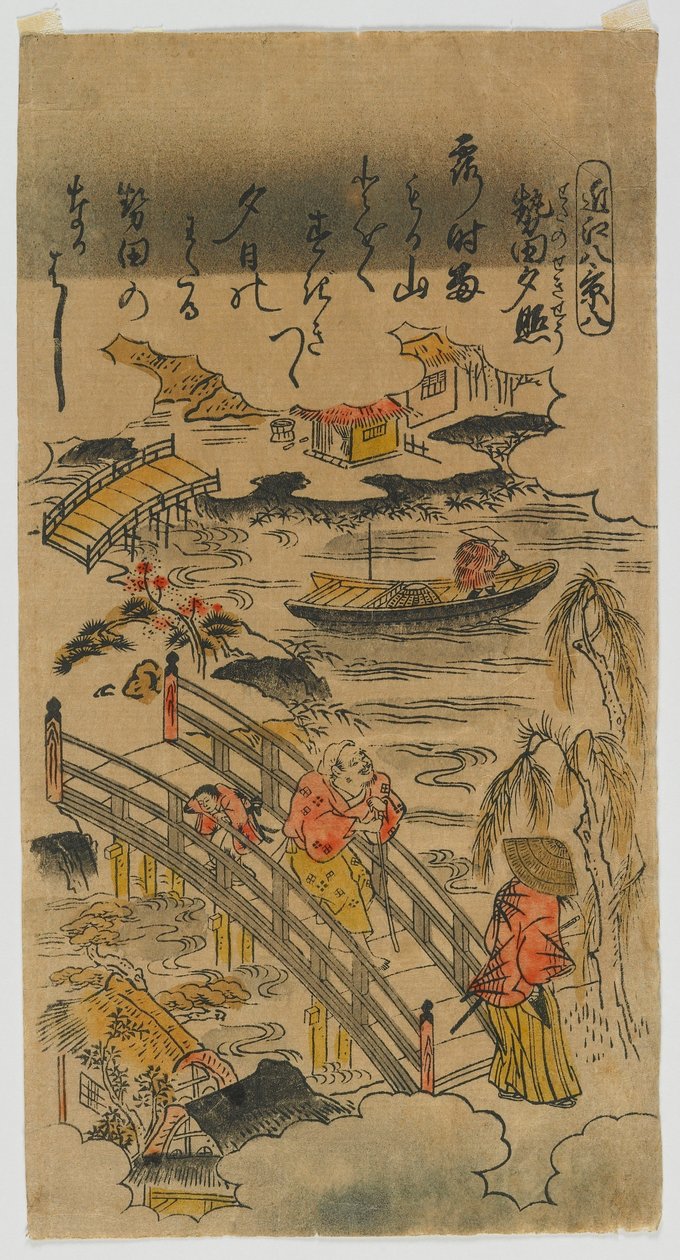 Eight Views of Omi (nr 8) Edo-perioden, sent 1720-tal eller tidigt 1730-tal (träblock i färg) av Torii Kiyomasu II