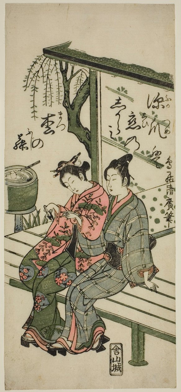 Älskare på en veranda av Torii Kiyohiro