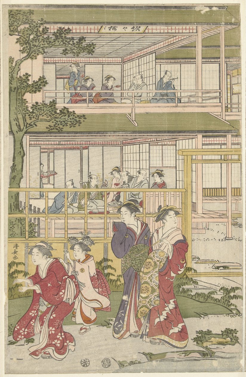 spelar blind man av Torii Kiyonaga