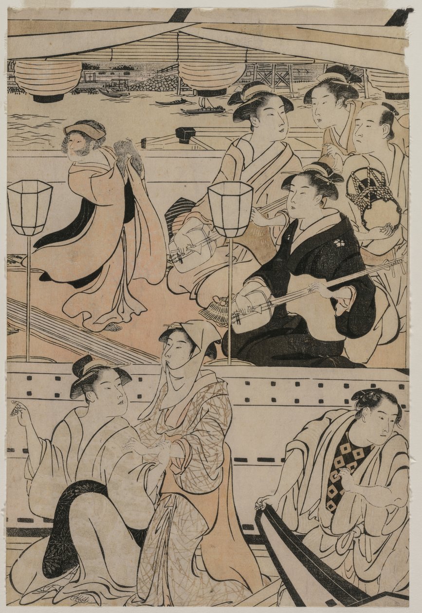 Båtfest på Sumidafloden av Torii Kiyonaga
