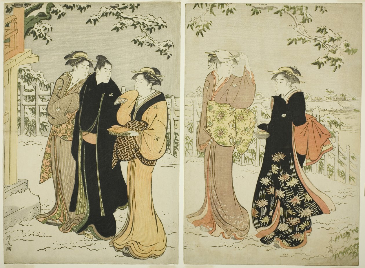 Matsuchi Hill efter snöfall av Torii Kiyonaga