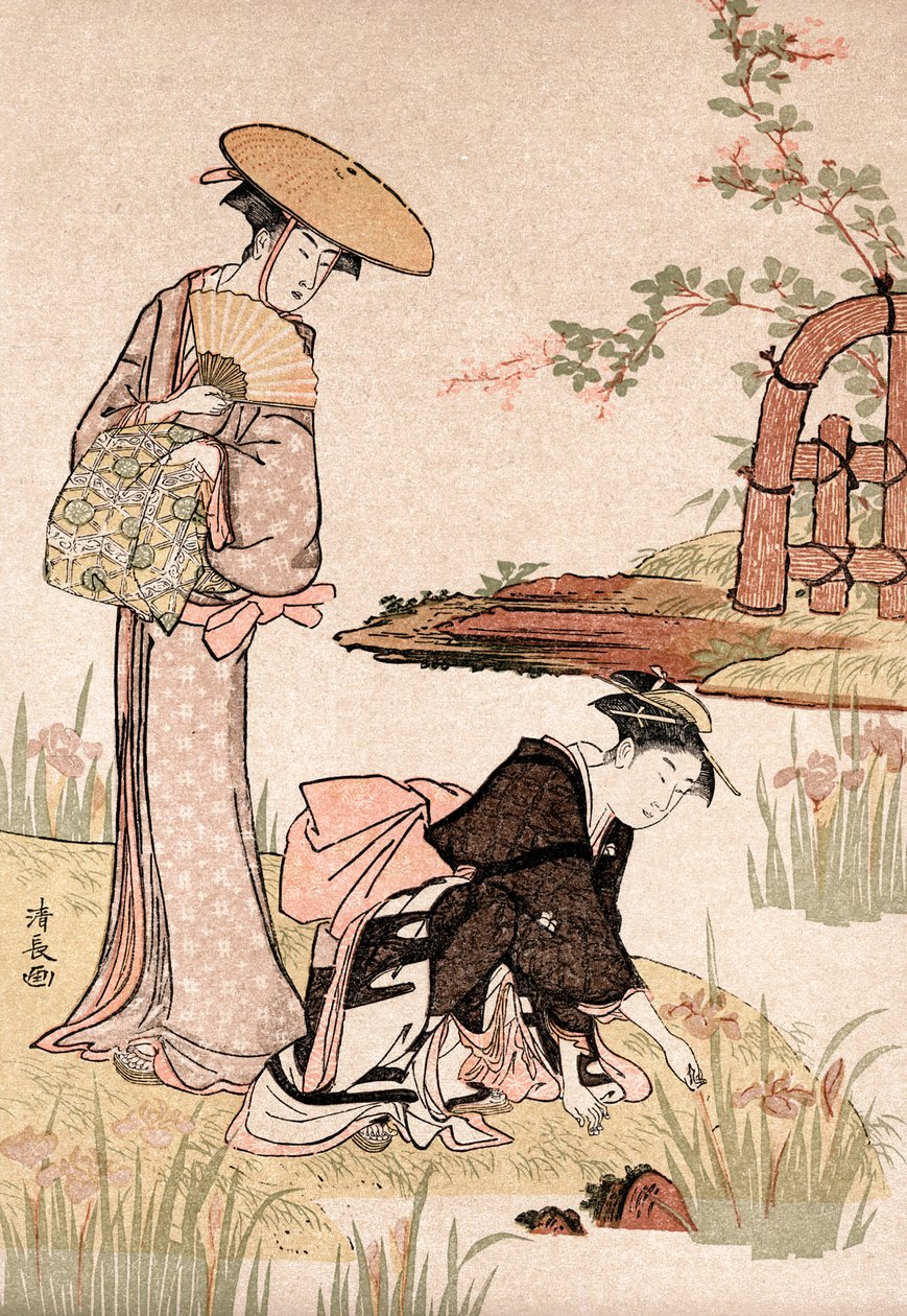 Iristrädgården, c1775-1815. av Torii Kiyonaga
