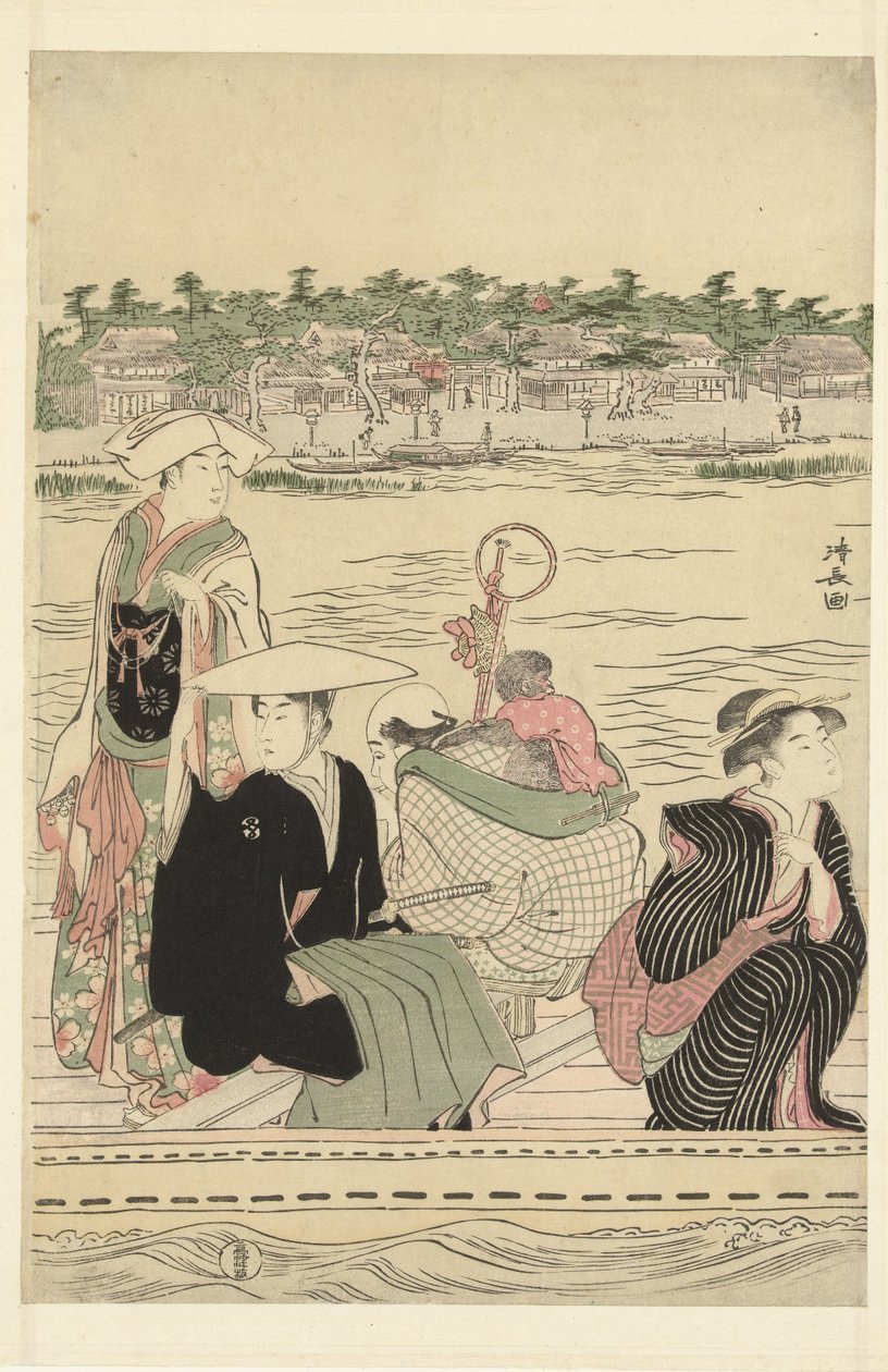 Färja på Sumida floden av Torii Kiyonaga