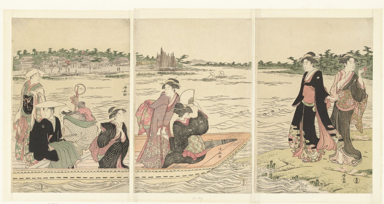 Färja på Sumidafloden av Torii Kiyonaga
