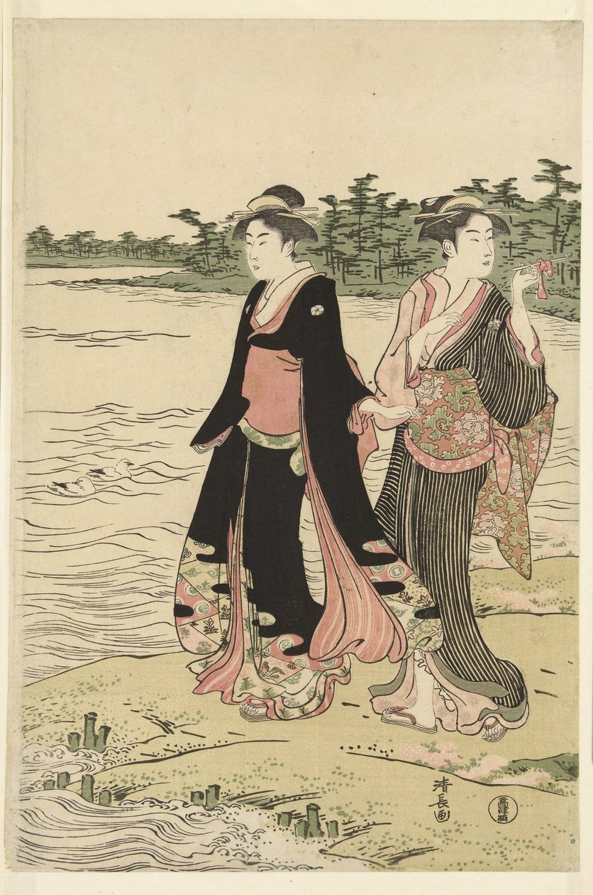 Färja på Sumidafloden av Torii Kiyonaga