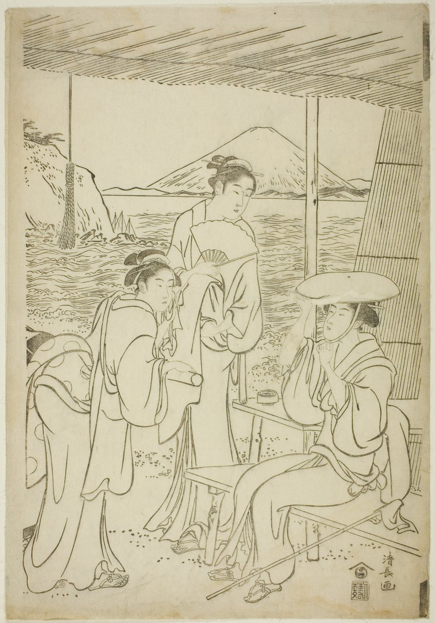 Besökare i Enoshima av Torii Kiyonaga