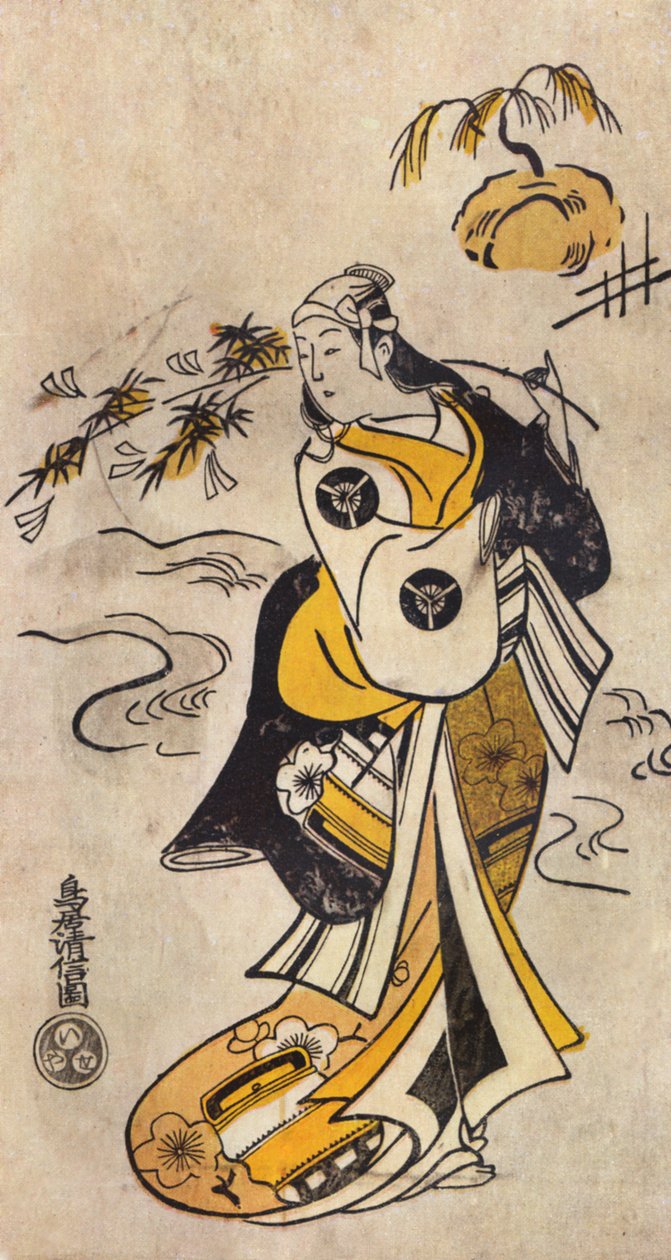 Ung japansk kvinna i kimono av Torii Kiyonobu I