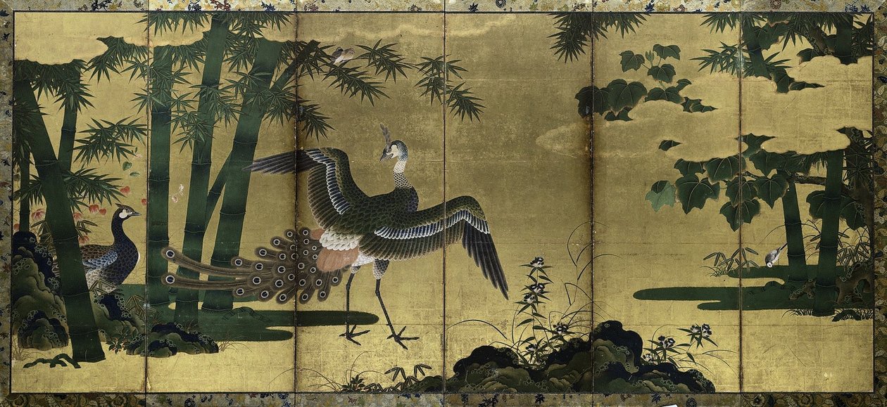 Påfåglar och bambu, sent 1500-tal. av Tosa Mitsuyoshi